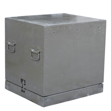 Large transport box seating stool.